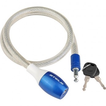 Трос-замок STELS 84353, 12х800 мм, сине-стальной Трос-замок STELS 84353, 12х800 мм, сине-стальной